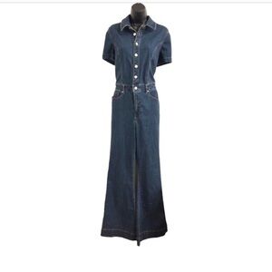 Jessica Simpson blue medium wash denim flare leg Cammie‎ ventura Jumpsuit size 5
